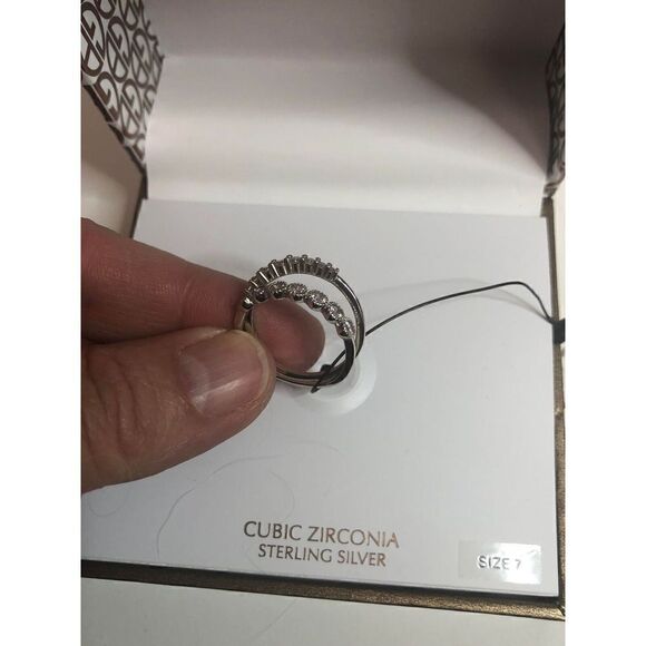 388 Giani Bernini Sterling silver 925 lot of 2 CZ millgrain rings sz 7 - Picture 2 of 3